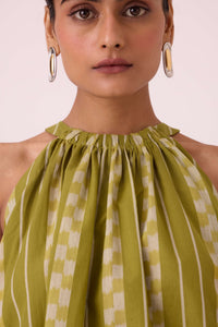 Sean Green Striped Ikat Top