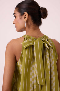 Sean Green Striped Ikat Top