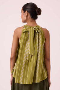 Sean Green Striped Ikat Top
