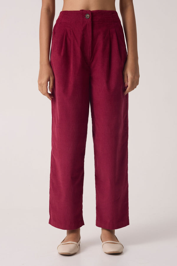 Margit Cherry Corduroy Pants