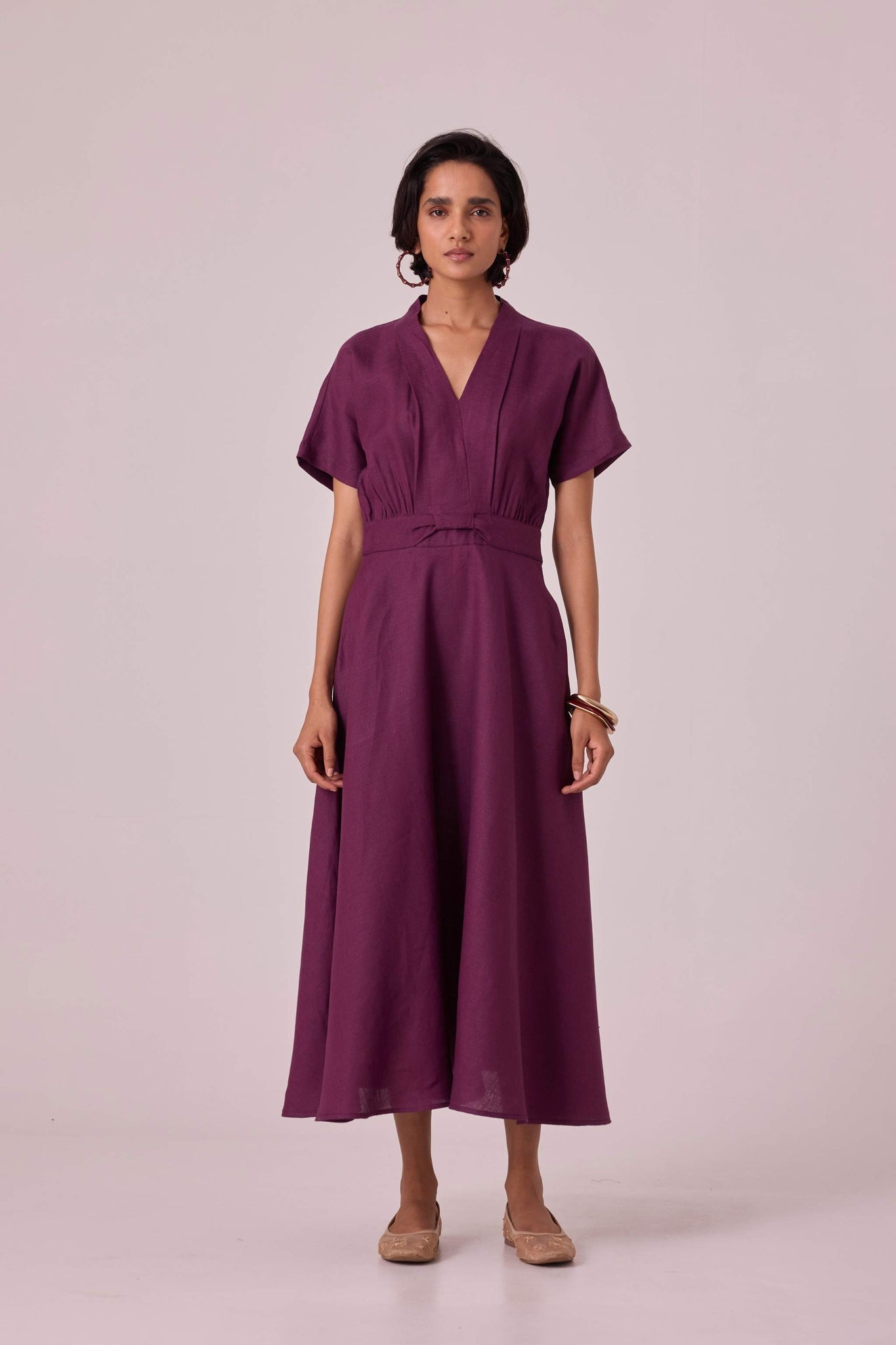 Miyake Purple Linen Midi Dress