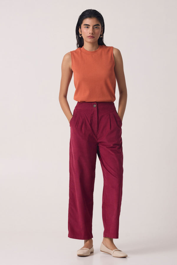 Margit Cherry Corduroy Pants