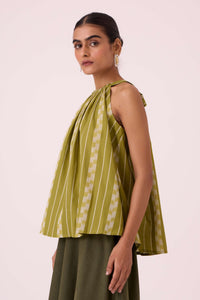 Sean Green Striped Ikat Top