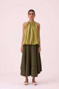 Sean Green Striped Ikat Top