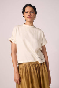 Rayya Off White Silk Top
