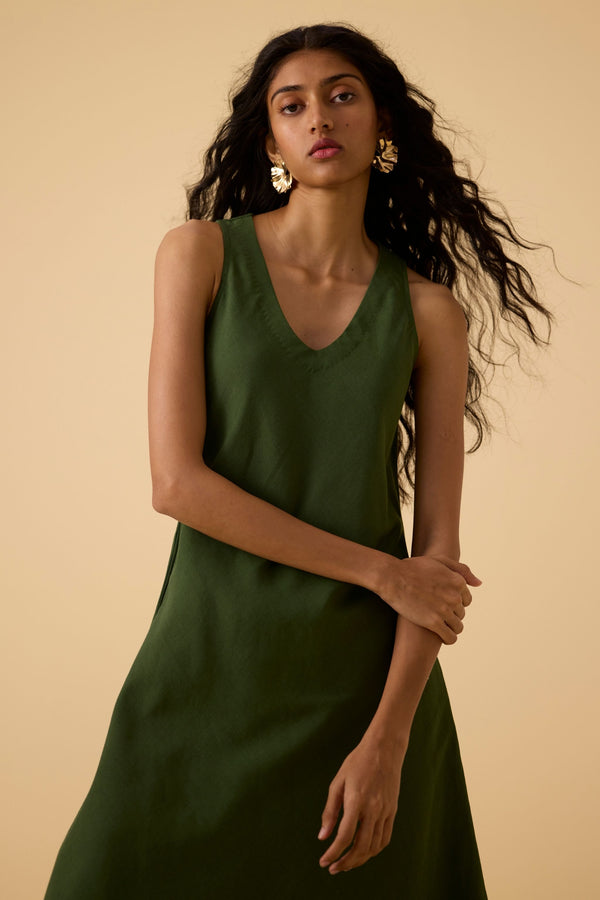 Saira Green Sleeveless Maxi Dress