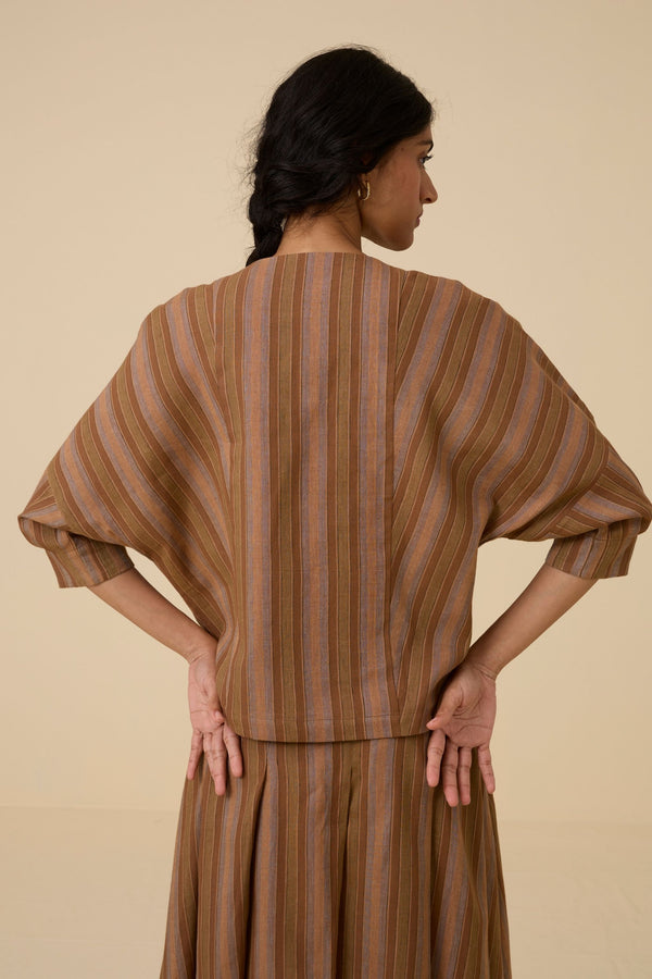 Faizaan Brown Stripe Top