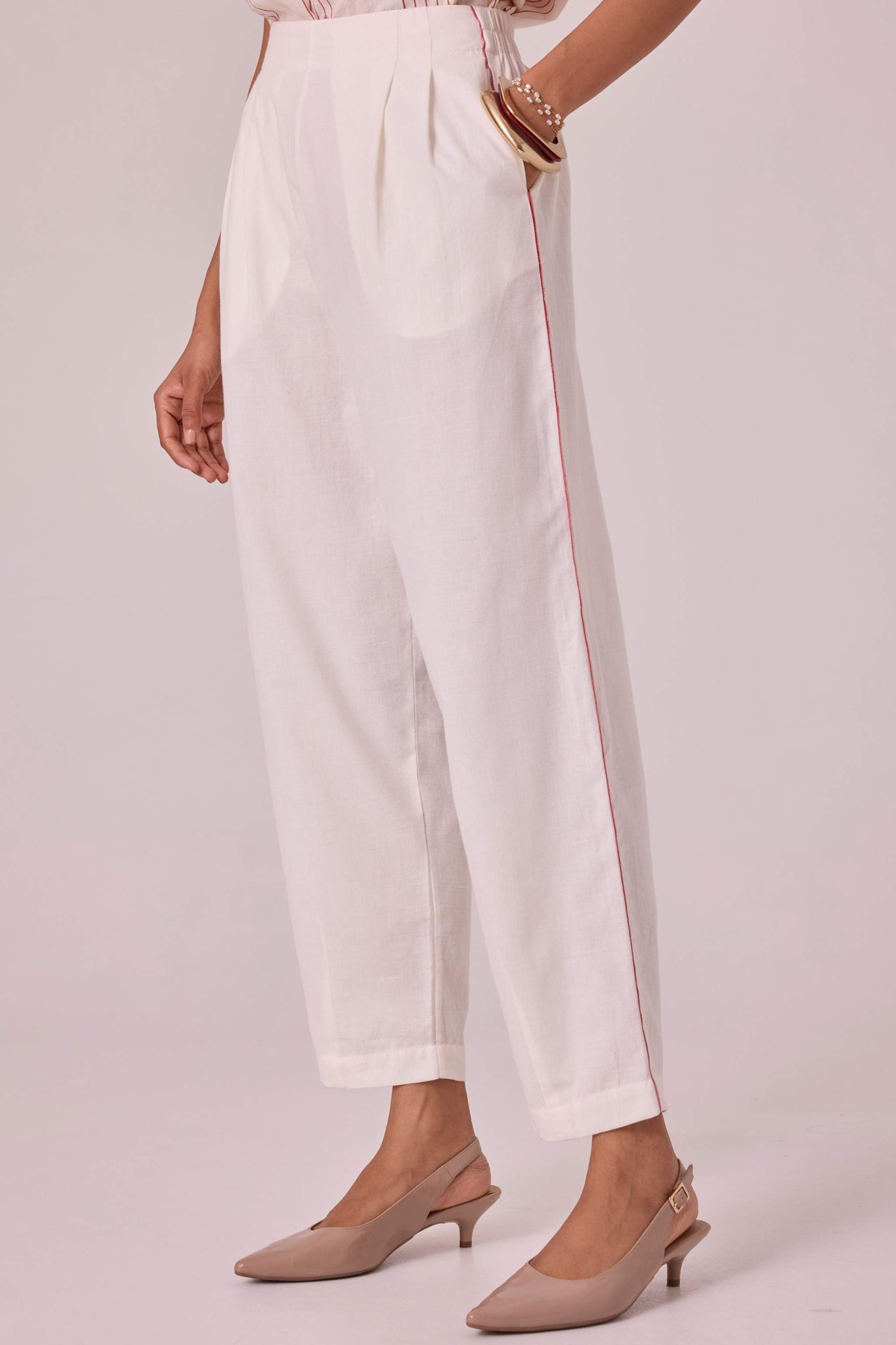 Ratan Off White Handwoven Pant