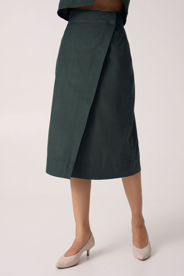 Pirmin Green Corduroy Skirt Set