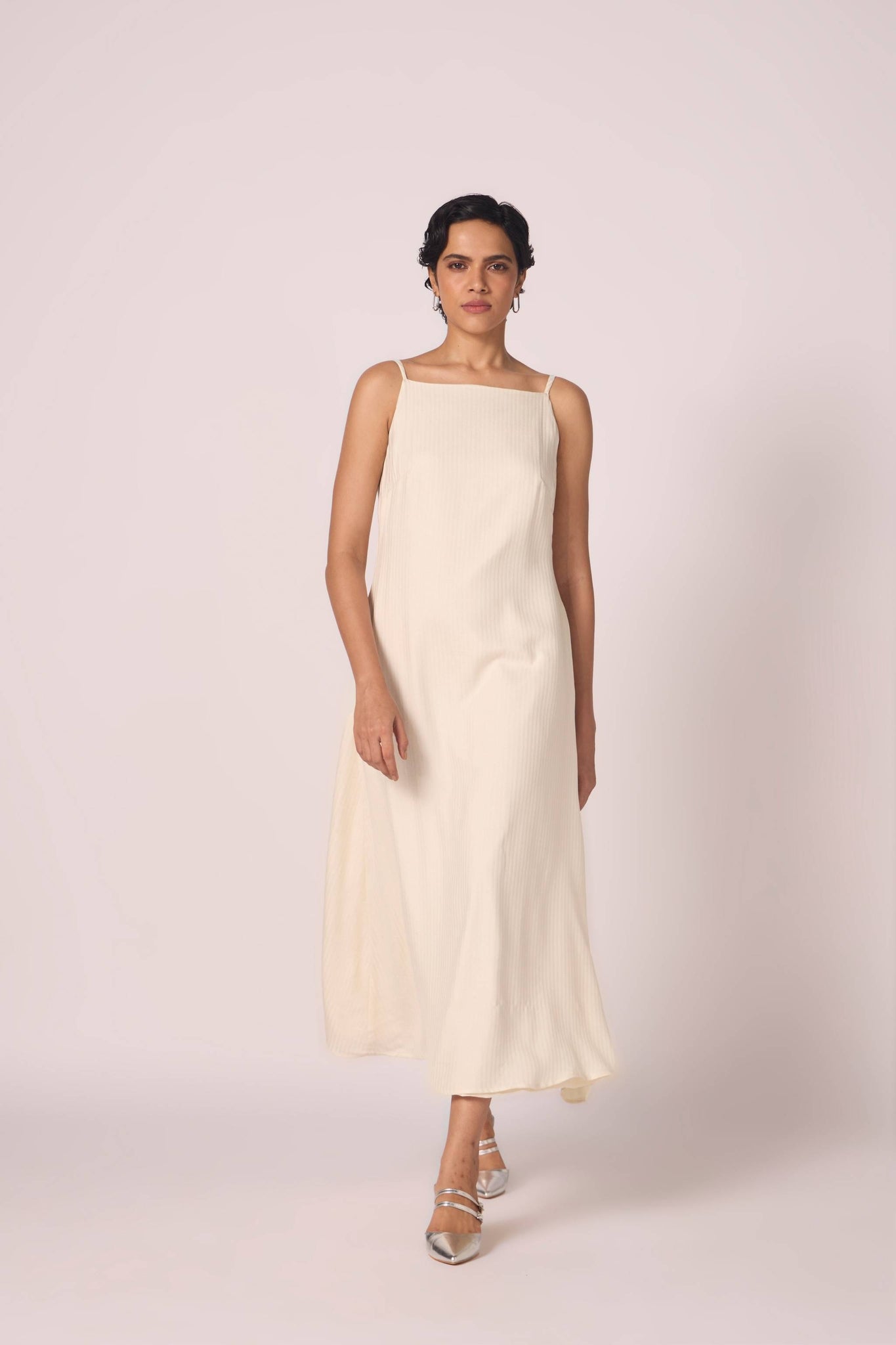 Spica Off White Silk Slip Dress
