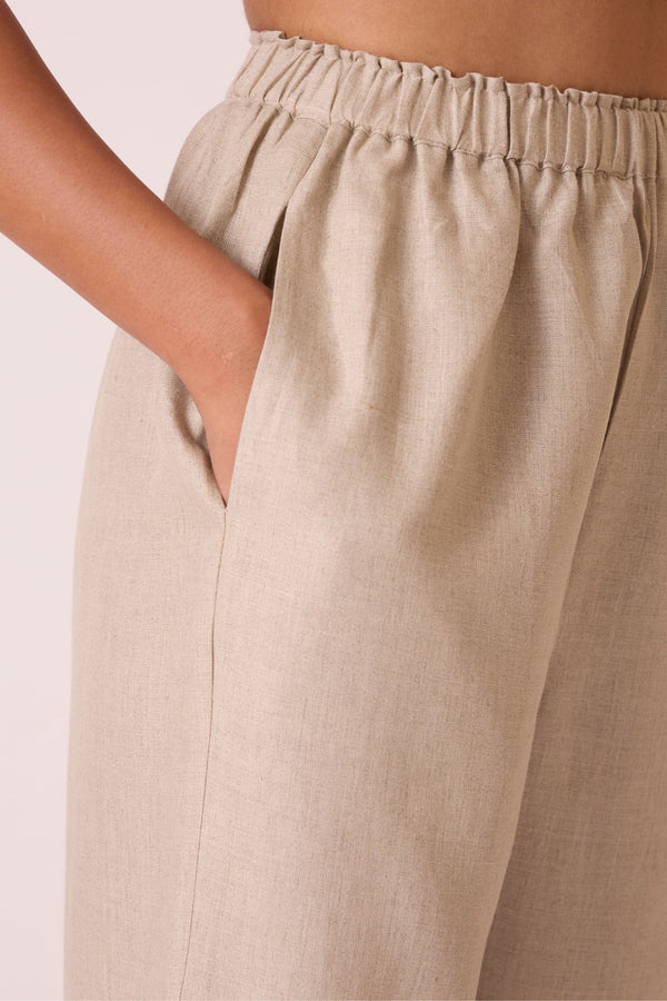 Torri Beige Linen Trousers