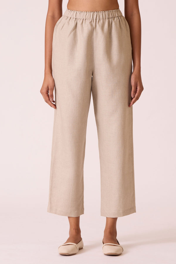 Torri Beige Linen Trousers