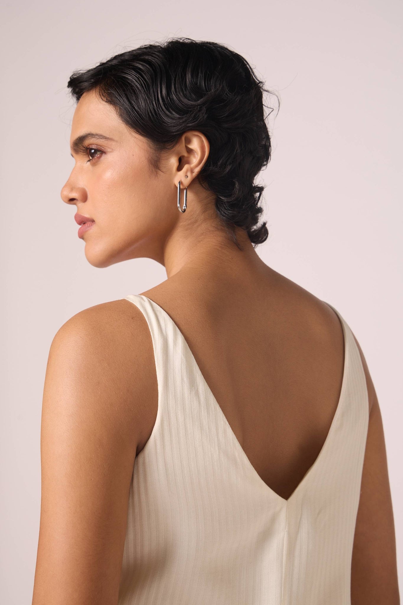 Spica Off White Silk Slip Dress