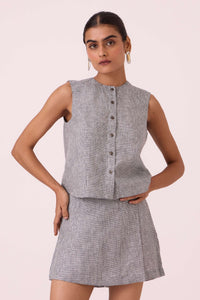 Wotton Houndstooth Linen Top