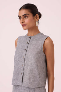 Wotton Houndstooth Linen Top