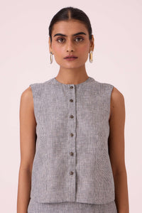 Wotton Houndstooth Linen Top