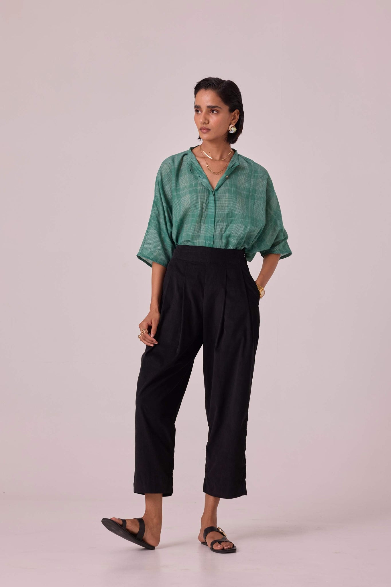 Bandra Black Needlecord Pants