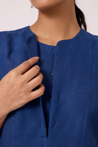 Oceania Ink Blue Linen Top