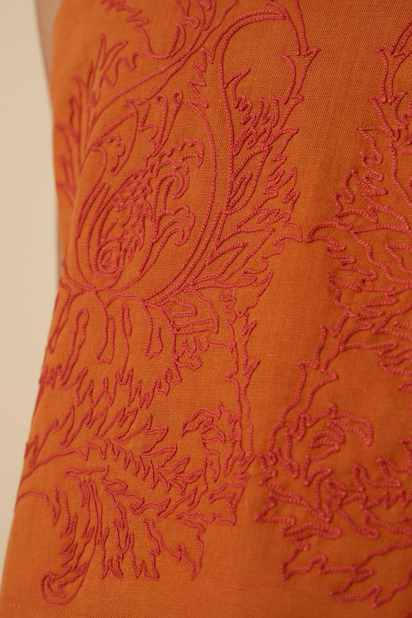 Olena Orange Embroidered Top