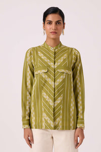 Wilde Green Striped Ikat Shirt