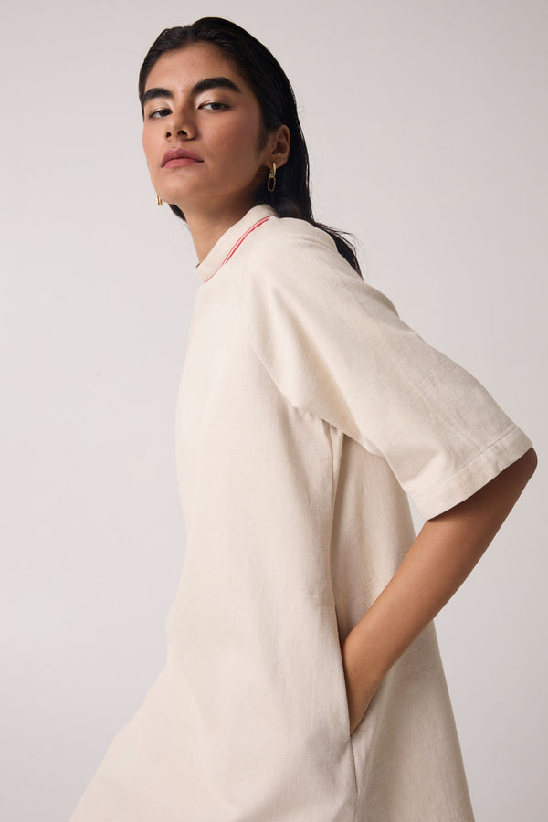 Soichi Off White Handwoven Dress