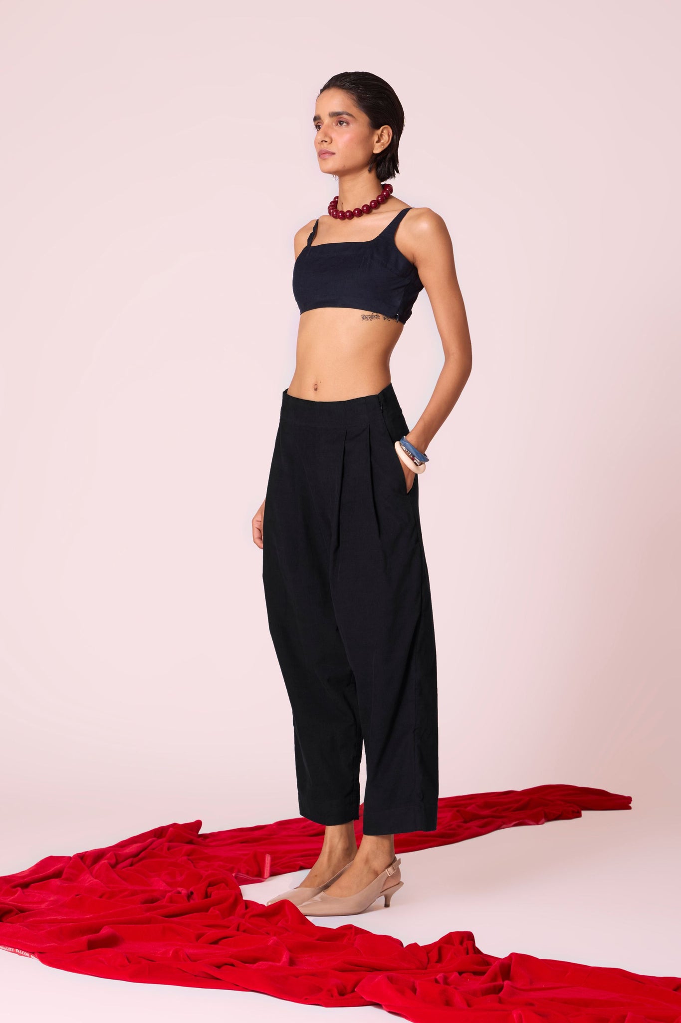 Bandra Black Needlecord Pants