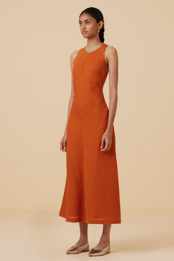 Riha Orange Halter Maxi Dress