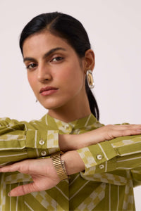 Wilde Green Striped Ikat Shirt