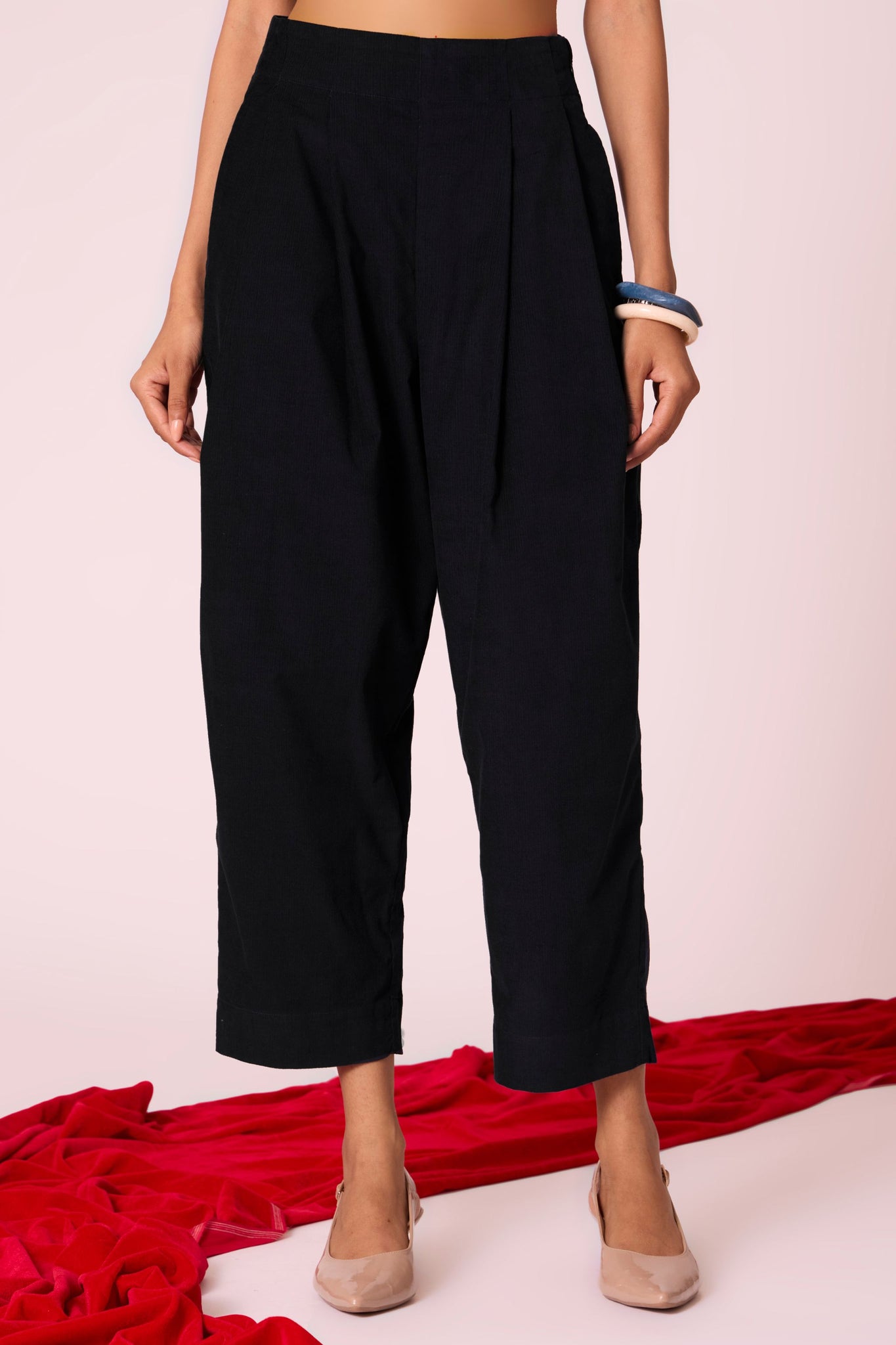 Bandra Black Needlecord Pants