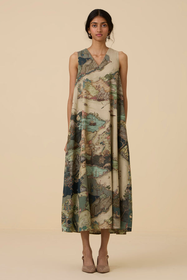 Riaz Green Print Maxi Dress