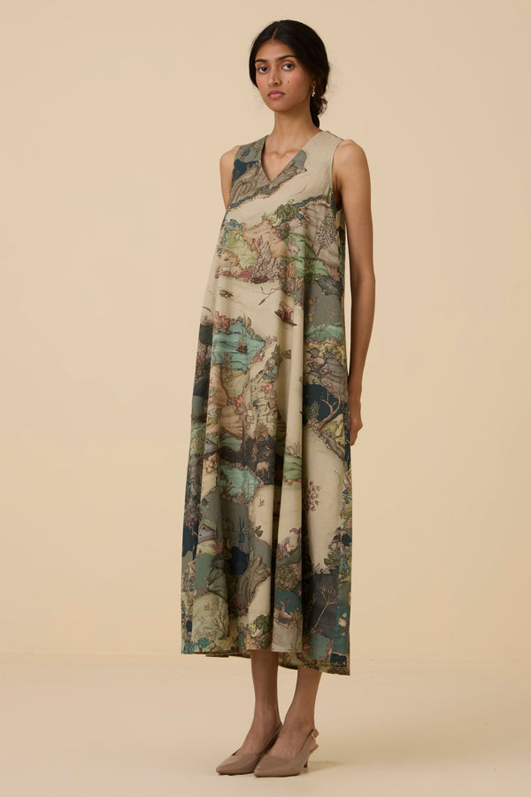 Riaz Green Print Maxi Dress