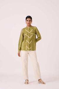Wilde Green Striped Ikat Shirt