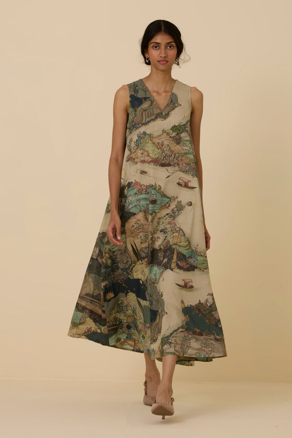 Riaz Green Print Maxi Dress