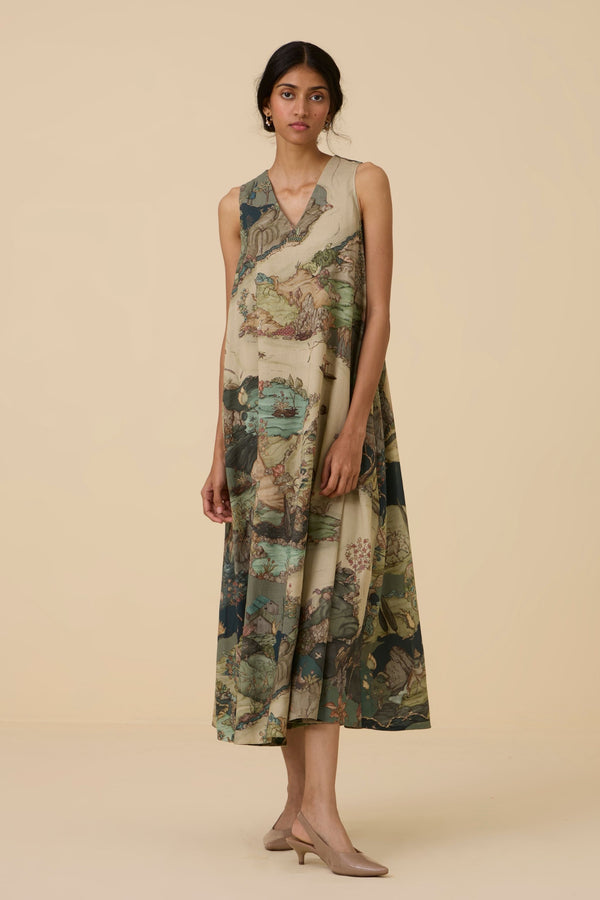 Riaz Green Print Maxi Dress