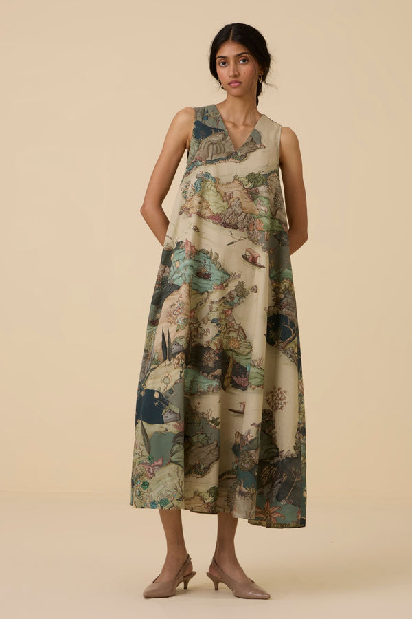 Riaz Green Print Maxi Dress