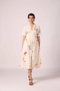 Aara Zodiac Print Pleated Dress