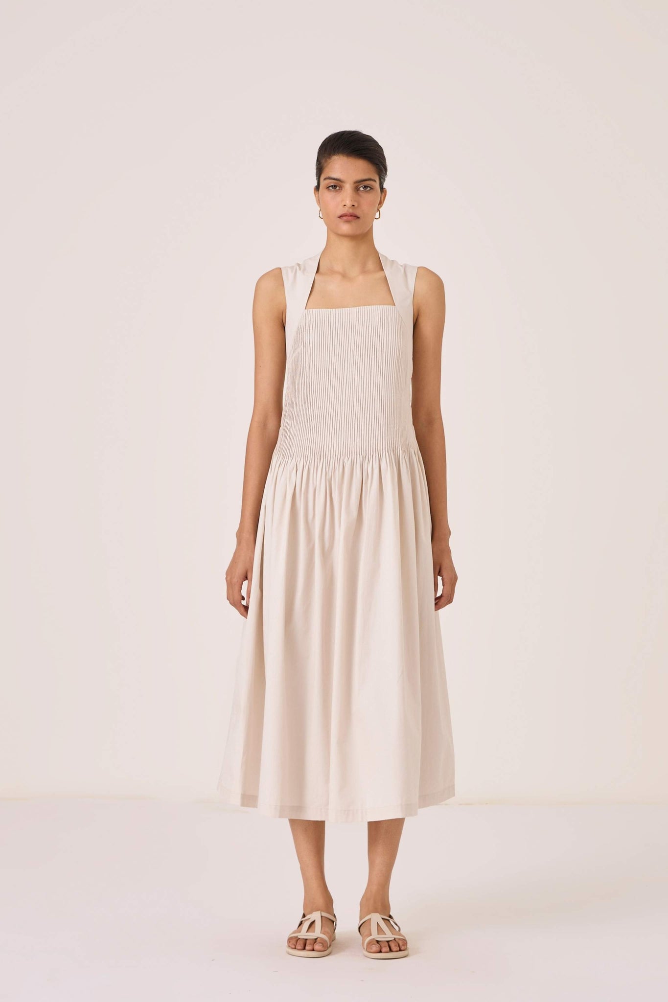 Ziva Ecru Cotton Dress