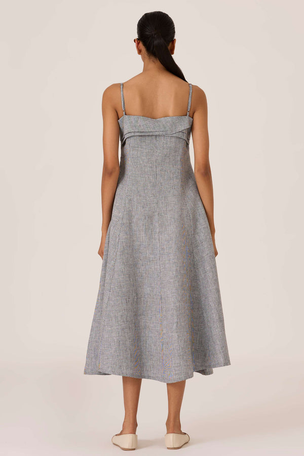 Azzah Houndstooth Linen Dress