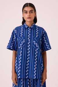 Alyosha Blue Striped Ikat Shirt