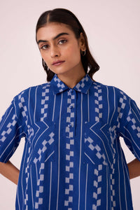 Alyosha Blue Striped Ikat Shirt