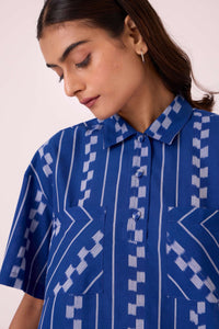 Alyosha Blue Striped Ikat Shirt