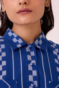 Alyosha Blue Striped Ikat Shirt