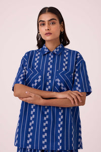 Alyosha Blue Striped Ikat Shirt