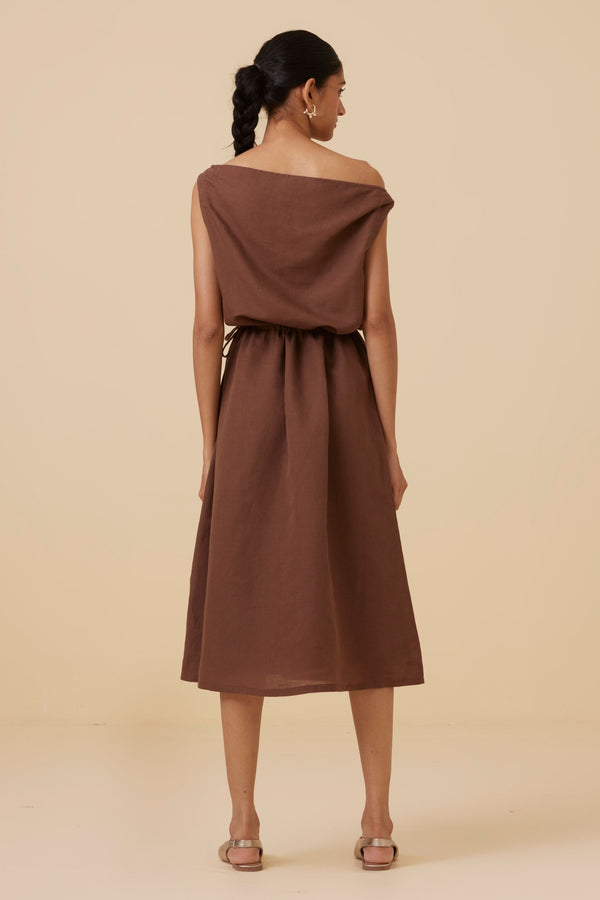 Salma Brown Midi Dress