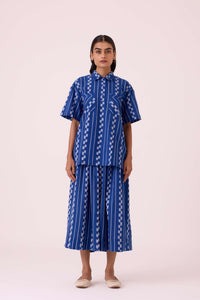 Alyosha Blue Striped Ikat Shirt