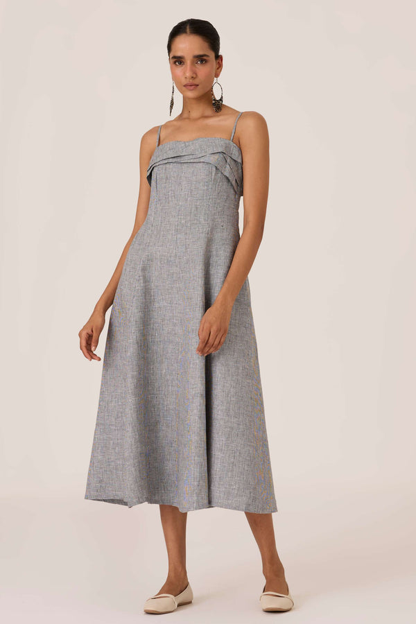 Azzah Houndstooth Linen Dress