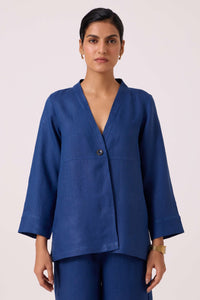 Yasnaya Ink Blue Linen Jacket