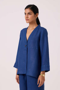 Yasnaya Ink Blue Linen Jacket