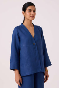 Yasnaya Ink Blue Linen Jacket