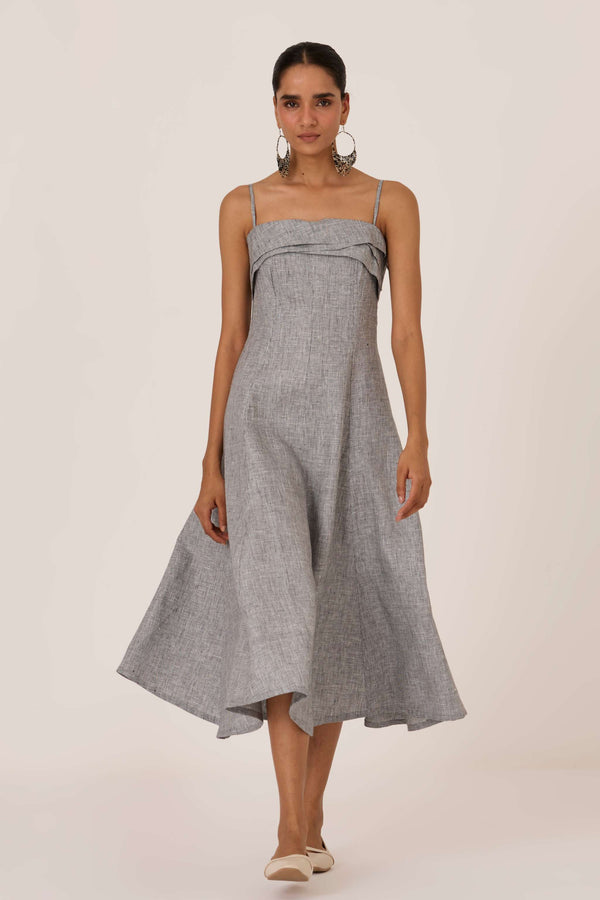 Azzah Houndstooth Linen Dress